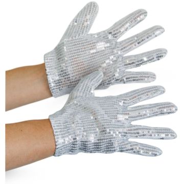 Zilveren glitterhandschoenen one-size
