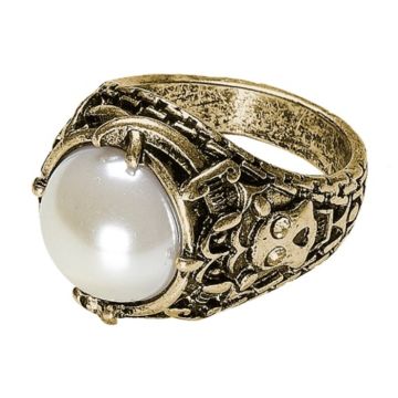 Parelring in goud met witte parel