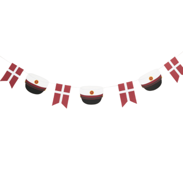 Rode studentenhoed & Dannebrog Slinger - 3 m