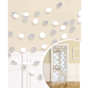 Witte & Zilveren Glittergordijn - 213 cm