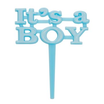It's a boy taartdecoratie blauw 8x