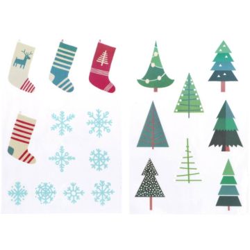 Kerststickers voor op het raam 20x mix
