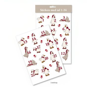 Stickers voor adventskalender met nummers en ganzen 24x Det Gamle Apotek