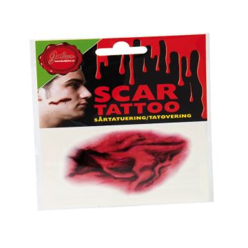 Bloedige wond nep Halloween tatoeage 9 cm