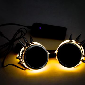 LED-bril met spikes Geel