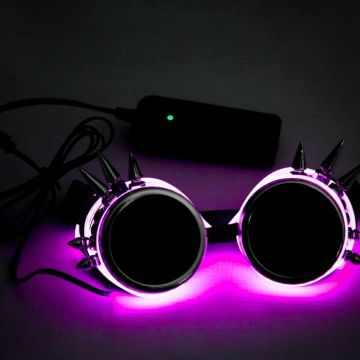 LED-bril met spikes Paars
