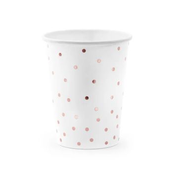 Papieren bekers met stippen 6x - 260 ml