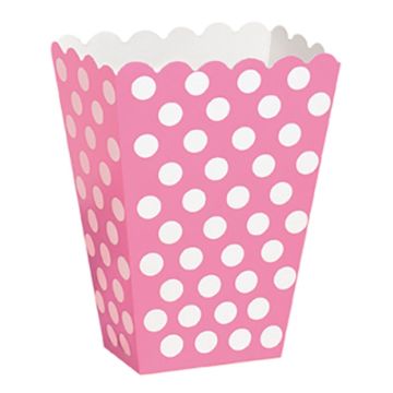 Popcornbekers met stippen roze 8x