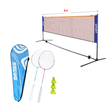 Badmintonset met net, 2 rackets en 3 shuttles