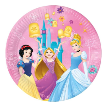Prinses papieren borden 8x - 23 cm