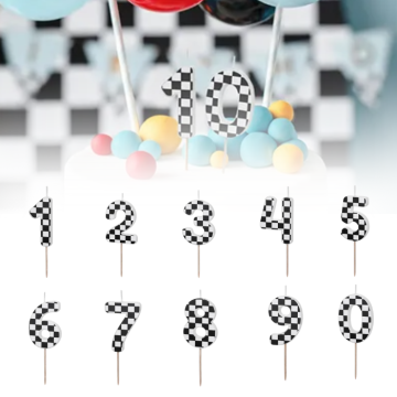 Taartkaars met racethema 0-9 - 5,5 cm