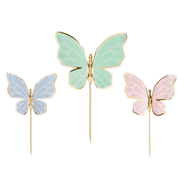 Vlinder taarttoppers 9x - 9x6,5 cm