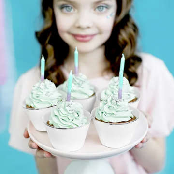 Verjaardagskaarsen ombre turquoise en paars 20x - 6 cm