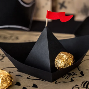 Piratenboot snackmanden zwart 6x - 19x10x14 cm