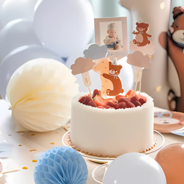 Beren taartkaars 1 jaar - 7 cm