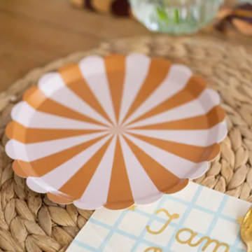 Papieren borden met bruine strepen 6x - 21 cm