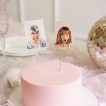 Gouden hart taarttoppers voor foto's 2x - 12x4 cm