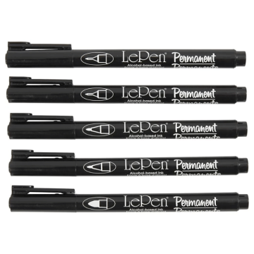 Permanente markers 5x zwart - 0,6-1,3 mm