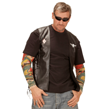 Biker leren vest met rugembleem