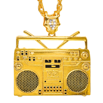 Ghettoblaster gouden halsketting - 75 cm