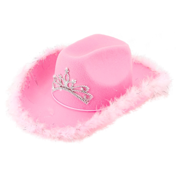 Roze cowboyhoed met tiara