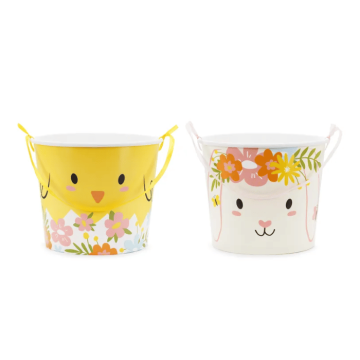 Paasvakker en konijn snack manden 2x - 14 cm