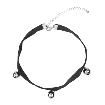 Zwarte kattenhalsband met 3 belletjes