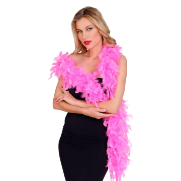Roze Boa met Veren deluxe - 180 cm
