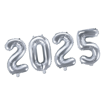 2025 folieballon zilver - 35 cm