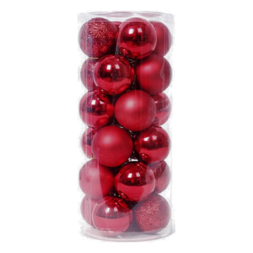 Donkerrode kerstballen 24x - 6 cm