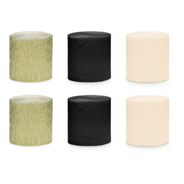 Crepe-slinger zwart/goud mix 6x - 10 meter