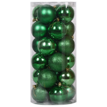 Donkergroene kerstballen 24x - 6 cm
