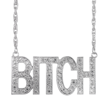 Bitch zilveren ketting - 65 cm