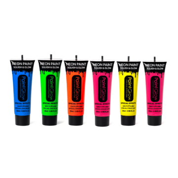 UV lichaamsverf 25 ml 6x verpakking neon