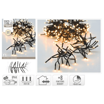 LED lichtslinger cluster 1200 LED Warm wit 24 m