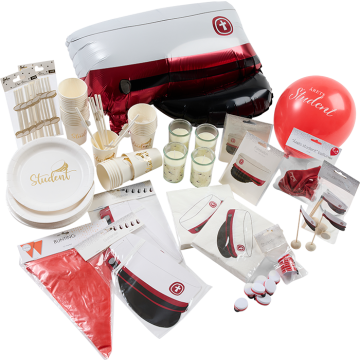 Rood deluxe studentenrit ouders decoratiepakket