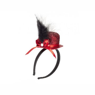 Mini Glitter Ronde Hoed - Rood