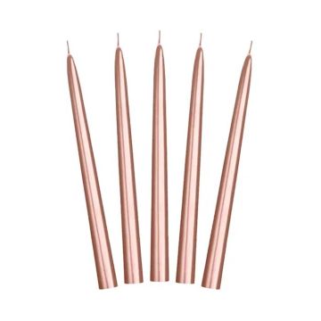 Stagelys Metallic Roségoud Kaars 10x - 24 cm