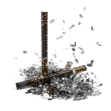 Zilveren confetti buis 60 cm PartyVikings - Metallic Rechthoekig