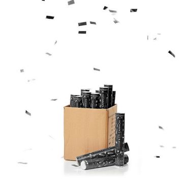 Zilveren confetti buis 40 cm PartyVikings 50x - Metallic Rechthoekig