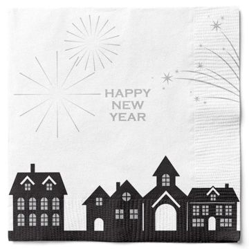 Servetten met vuurwerk happy new year 20x Det Gamle Apotek
