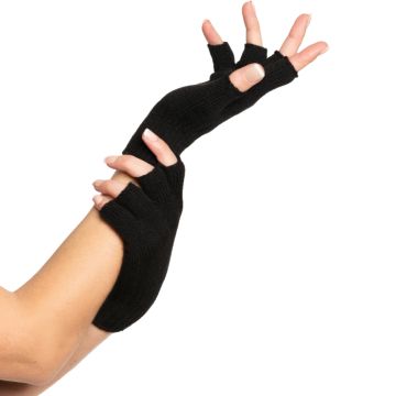 Vingerloze handschoenen one-size voor vrouwen zwart