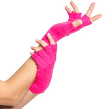 Vingerloze handschoenen one-size voor vrouwen neonroze