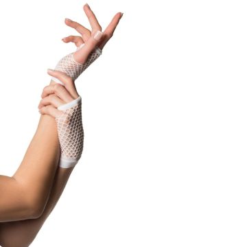 korte vingervrije nethandschoenen one-size voor vrouwen wit