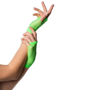 Korte vingerloze handschoenen one-size voor vrouwen neon groen