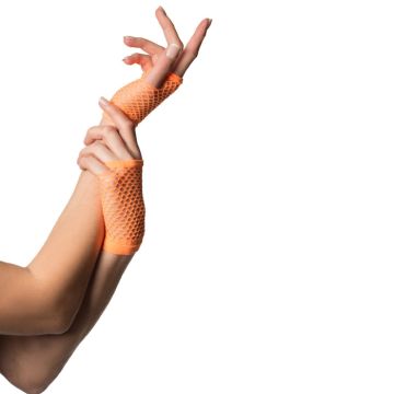 Korte vingerloze handschoenen one-size voor vrouwen neon oranje