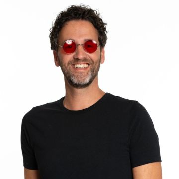 Ronde Lennon zonnebril rood