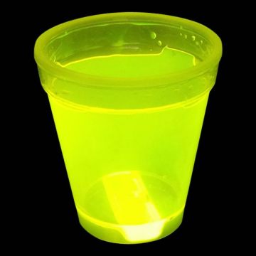 Zelflichtende UV neon mok geel - 350 ml