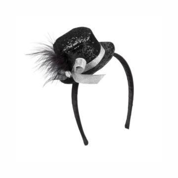 Mini Glitter Ronde Hoed - Zwart