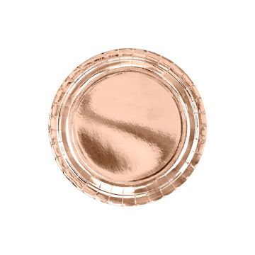 Roze Gouden Papieren Borden 6x - 23 cm